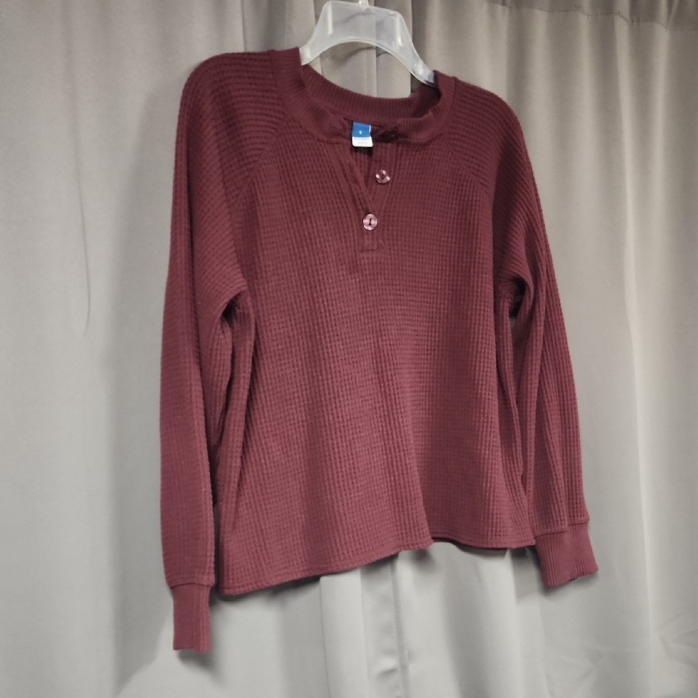 Large Old Navy Women's Burgundy Waffle Knit Top - Picture 2 of 5